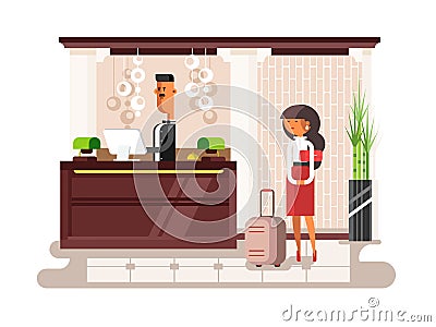 Lobby hall hotel illustration Vector Illustration