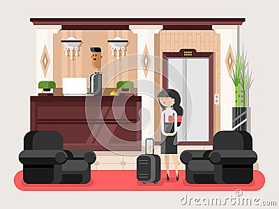 Lobby hall hotel Vector Illustration