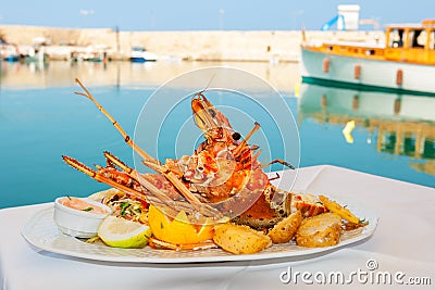 Lobster dish. Greece Stock Photo