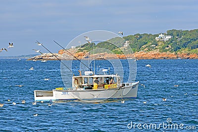 Lobster Fishing Boat at Gloucester port, Massachusetts Editorial Stock Photo