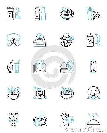 Lobster house linear icons set. Seafood, Lobster, Crustacean, Ocean, Restaurant, Surf, Turf line vector and concept Vector Illustration