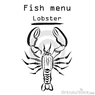 Lobster icon. Sea food menu label. Fish restraunt cover backgrou Vector Illustration