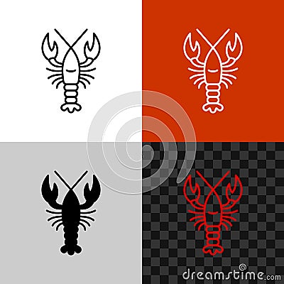 Lobster icon. Simple line lobster or crayfish. Vector Illustration