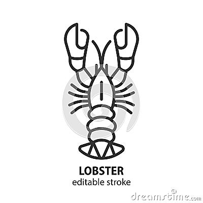 Lobster line icon. Crayfish linear symbol. Seafood outline vector sign. Editable stroke Vector Illustration