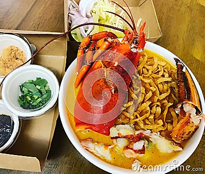 a lobster noodle look very yummy Stock Photo