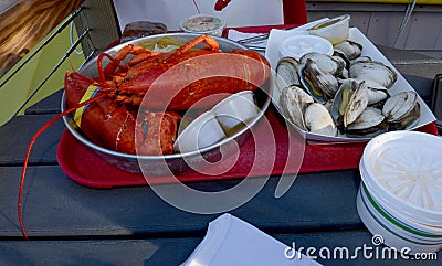 Lobster and oyster seafood fest Stock Photo