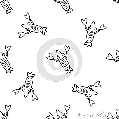 Lobster seamless Monochrome and elegant pattern, coloring book Vector Illustration