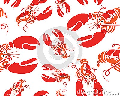 Lobster Seamless Pattern Stock Photo