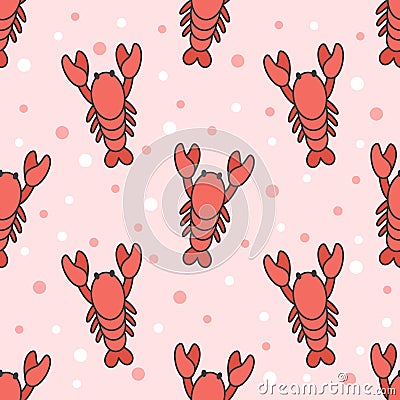 Lobster Seamless Pattern Background Vector Illustration