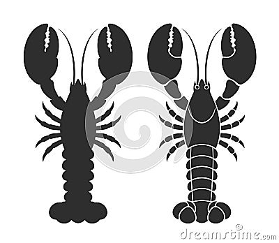 Lobster silhouette. Isolated lobster on white background Vector Illustration