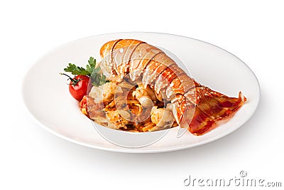 Lobster spaghetti, Italian cuisine Stock Photo