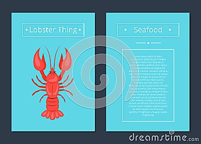 Lobster Thing Seafood Poster Red Crayfish Vector Vector Illustration