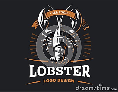 Lobster vector logo illustration. Crustacean in a vintage style Vector Illustration