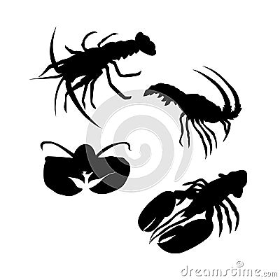 Lobster vector silhouettes Vector Illustration