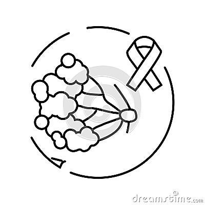 lobular breast cancer line icon vector illustration Cartoon Illustration