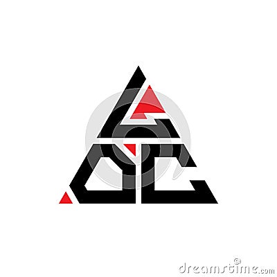 LOC triangle letter logo design with triangle shape. LOC triangle logo design monogram. LOC triangle vector logo template with red Vector Illustration