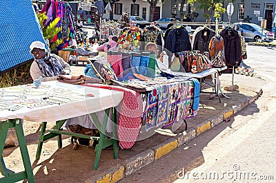 Local African craft markets at the National Arts Festival in Grahamstown in South Africa Editorial Stock Photo