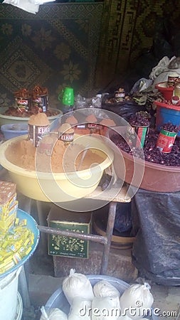 Local African spice market in Algeria Editorial Stock Photo