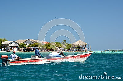 A local boat. Mucura island. Archipelago of San Bernardo. Gulf of Morrosquillo. Colombia Editorial Stock Photo