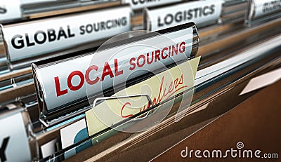 Local Business Versus Global Sourcing Cartoon Illustration