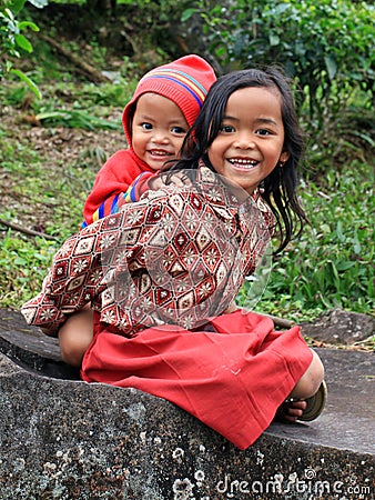 LOCAL CHILDREN AT SITU PATENGGANG IN INDONESIA Editorial Stock Photo