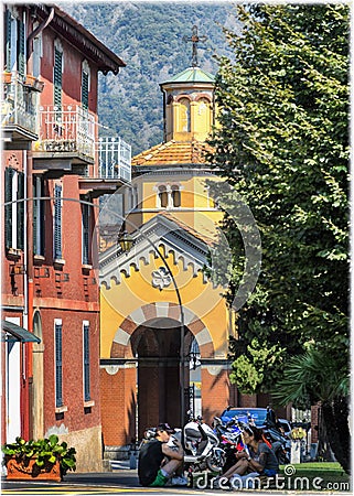 Local church in Menagio, a small town on Como lake Editorial Stock Photo