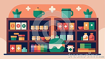The local coffee shop proudly displayed a shelf filled with donated puzzles for customers to take and replace creating a Vector Illustration