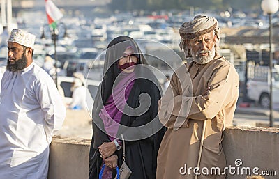 Local couple at Nizwa Market in Oman Editorial Stock Photo