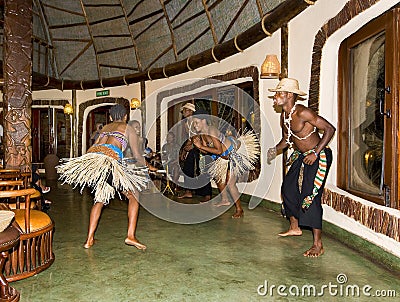 Local dance exhibitors in Tanzania, an authentic setting Editorial Stock Photo