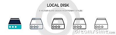 Local disk icon in filled, thin line, outline and stroke style. Vector illustration of two colored and black local disk vector Vector Illustration