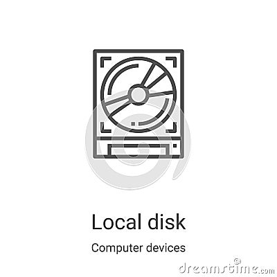 local disk icon vector from computer devices collection. Thin line local disk outline icon vector illustration. Linear symbol for Vector Illustration