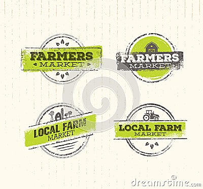 Local Farm Logo, Local Farm Food Concept, Local Farm Creative Vector, Local Farm Design Element. Local Farm Stamp Set Vector Illustration