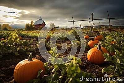 local farm pumpkin patch with weather vane in view Stock Photo