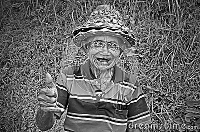 Local farmer in Rice Terrace in Bali Asia Indonesia Editorial Stock Photo