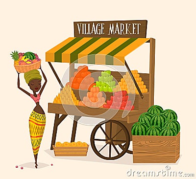 Local farmer shopkeeper. Vector Illustration