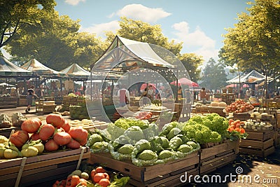 Local farmers showcasing fresh produce and goods Stock Photo