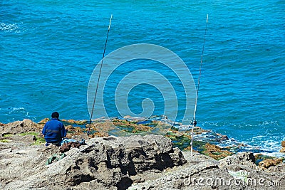 A local fisherman in Cape Spartel in Tanger, Morocco. Editorial Stock Photo