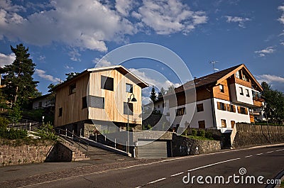 Local houses in Castelrotto, Italy. Stock Photo