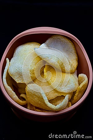 Local Indonesian shrimp crackers with a savory taste Stock Photo