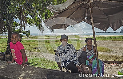 A local malagasy family near the beach Editorial Stock Photo