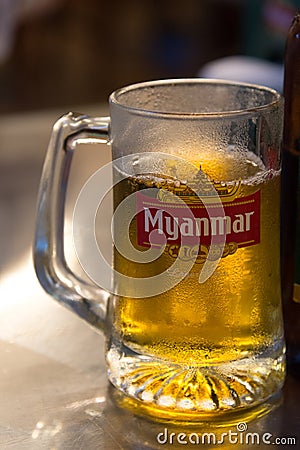 Local Myanmar lager beer Editorial Stock Photo