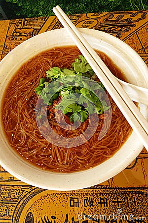 Taiwanese street food - rice vermicelli with oyste Stock Photo