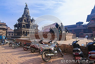 Local nepalese people and tourists at world heritage ancient Patan Durbar Square, Kathmandu, Nepal Editorial Stock Photo