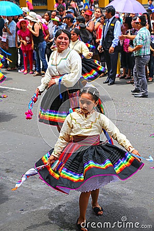 Local people dancing during Festival of the Virgin de la Candelaria in Lima, Peru Editorial Stock Photo