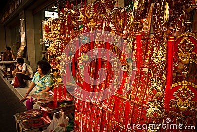 Local people enjoy the Chinese New Year in Chinatown, Bangkok, T Editorial Stock Photo