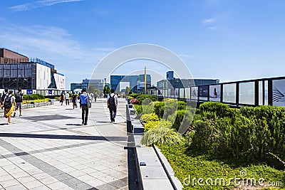 Local people going to work and tourists visiting Odaiba island Editorial Stock Photo