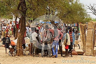 Local people on the market in the town of Konso, Ethiopia Editorial Stock Photo