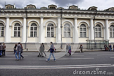 Local people walk in city center Editorial Stock Photo