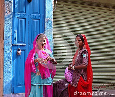 LOcal Rajasthani ladies in Jodhpur, India Editorial Stock Photo