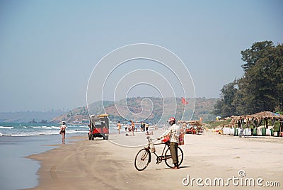 Local residents on the shores of the Indian Ocean. Editorial Stock Photo